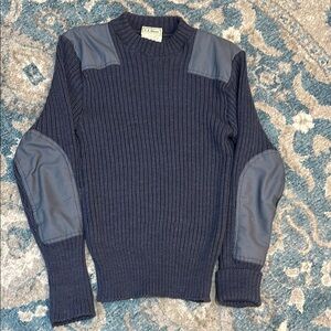 L.L. Bean Dark Blue Crewneck Sweater with Charcoal Patches